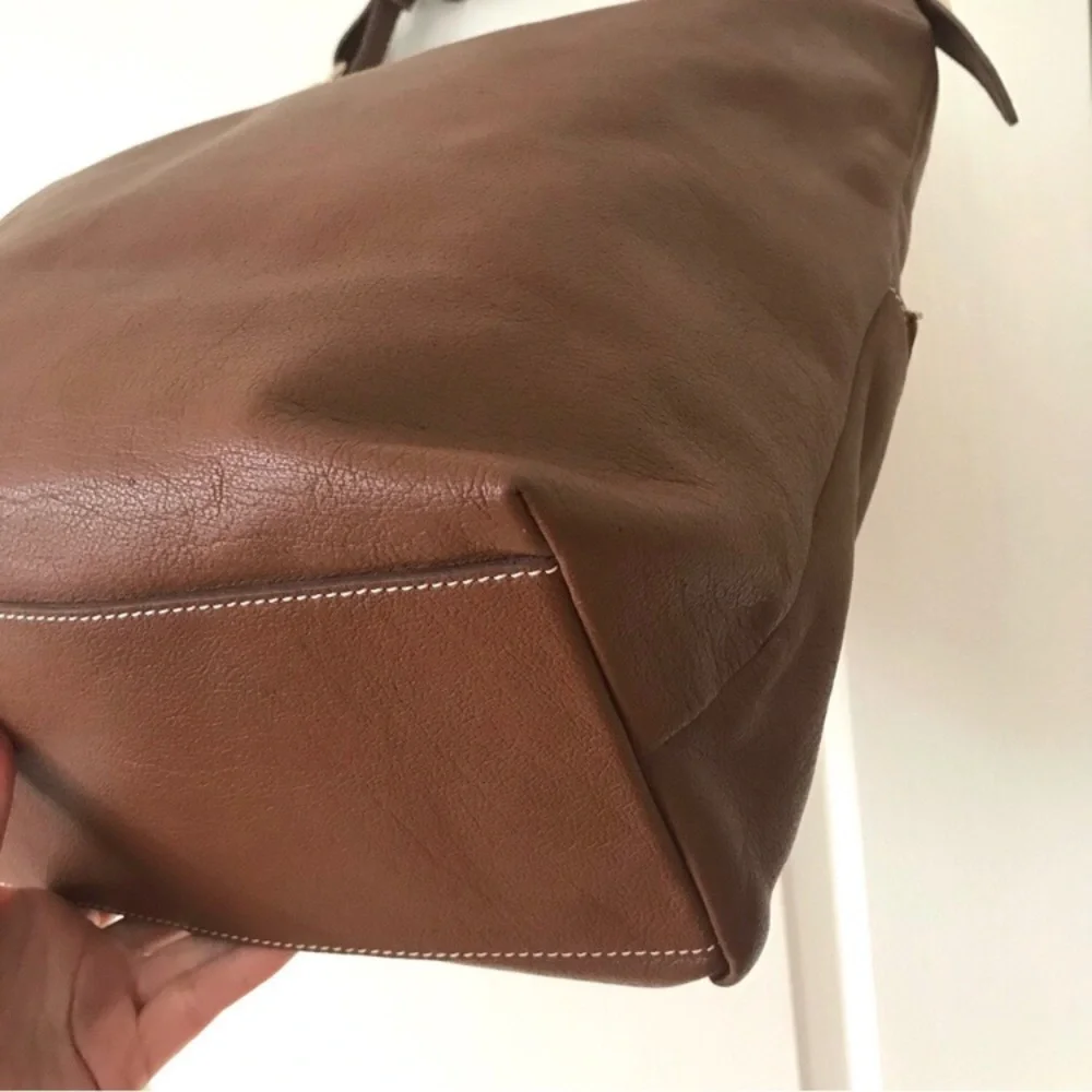Dooney & Bourke Dillen Brown Bark Pebble Leather Hobo Shoulder Bag (Large Size)